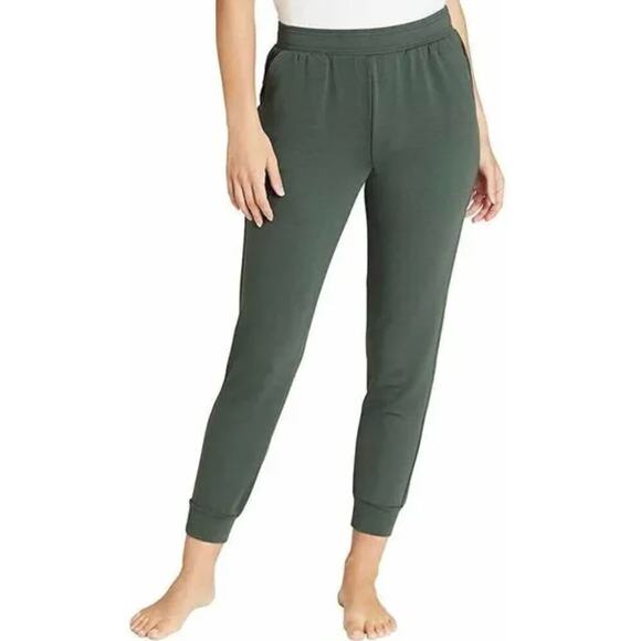 NWT Eddie‎ Bauer Medium Heather Olive Joggers Sweatpants Green Lounge Women's - Picture 1 of 10